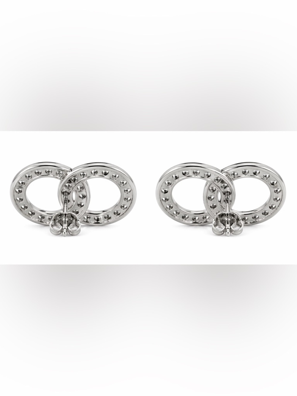 Silver Interlocking Circle Zirconia Stud Earrings - Picture 5 of 6